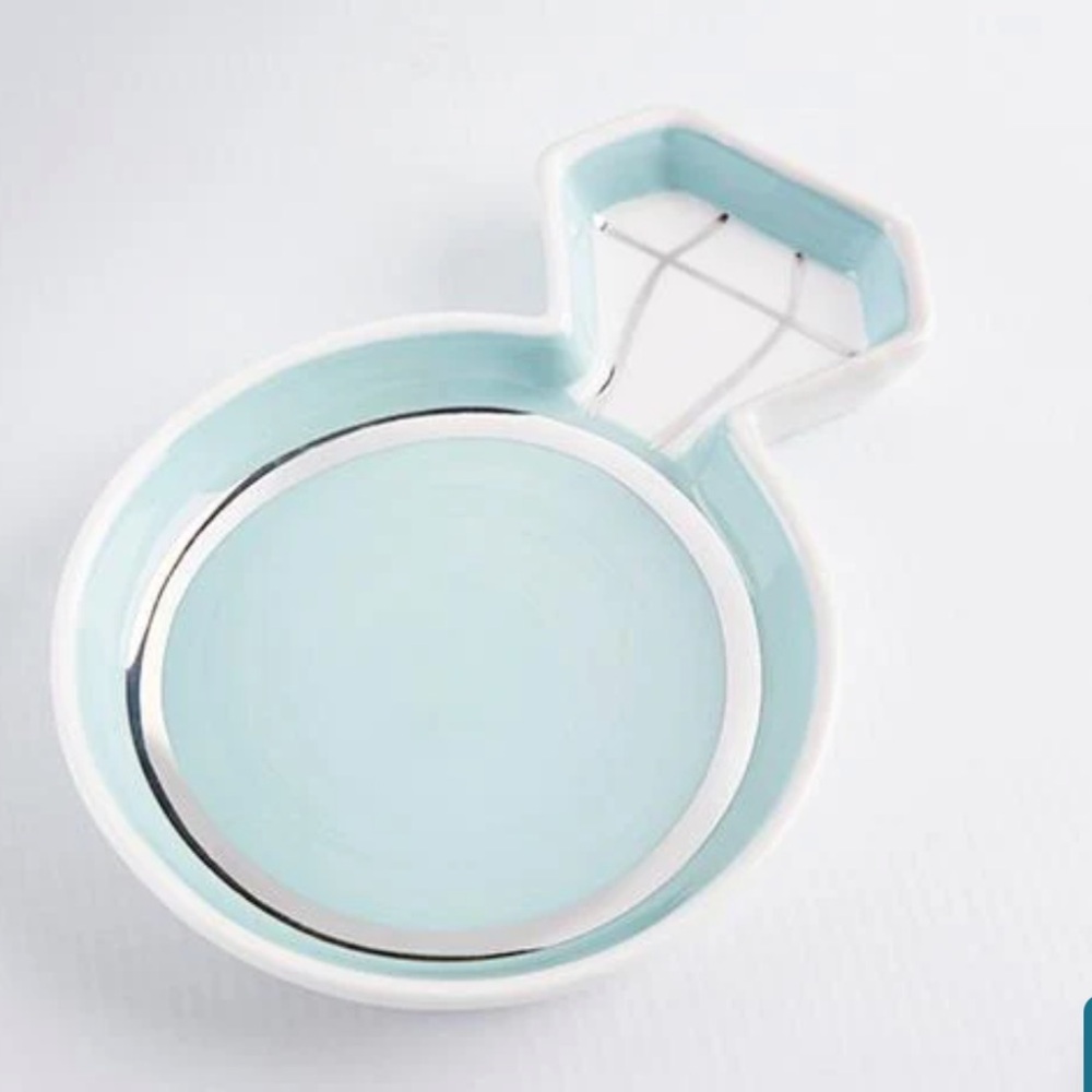 Kate Aspen Blue Ring-Shaped Ceramic trinket ring dish